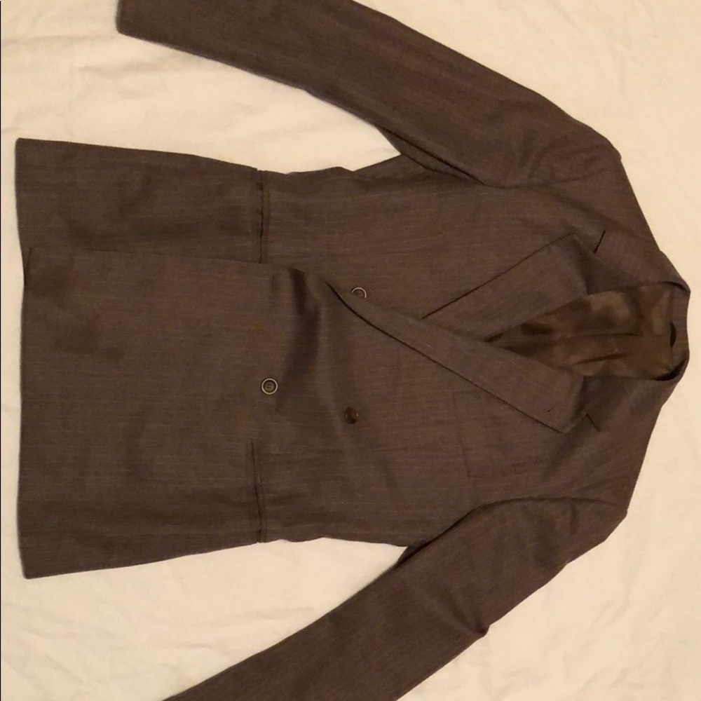 Ultimo men’s suit. Tan with white stripes.